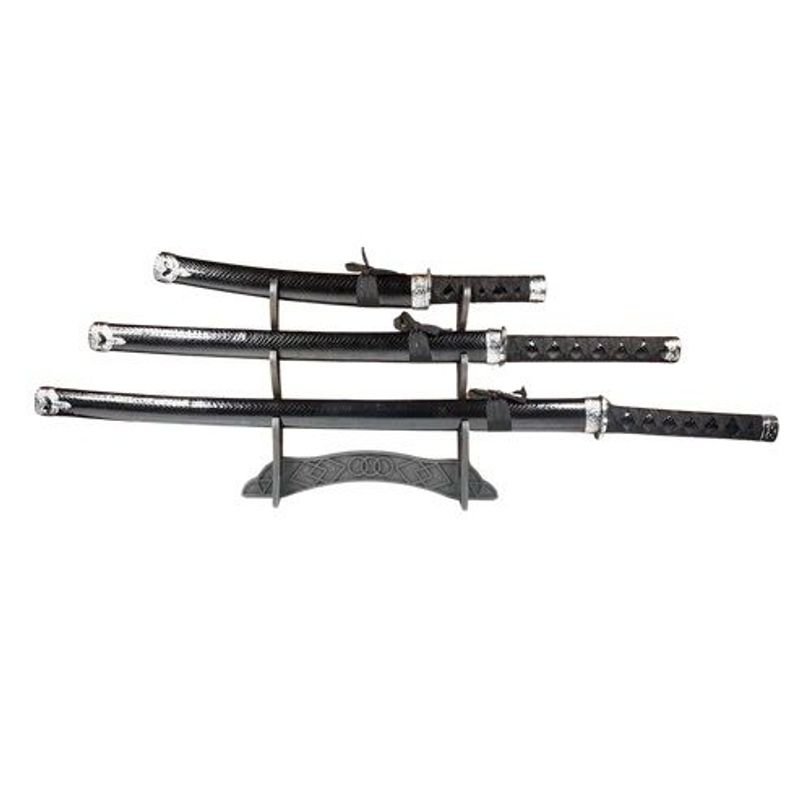 Set de 3 Katanas Negras Decorativas con Soporte