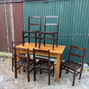 Mesa de Madera con 6 Sillas Estilo Rústico - imagen 3