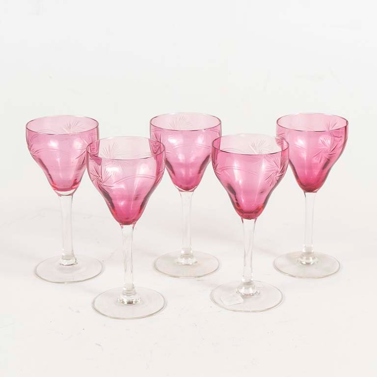 Lote anterior: Copas de cristal tallado rosado y transparente