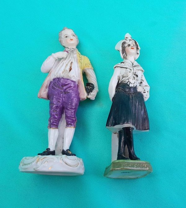 Par de antiguas figuras de porcelana Alemana - imagen 8