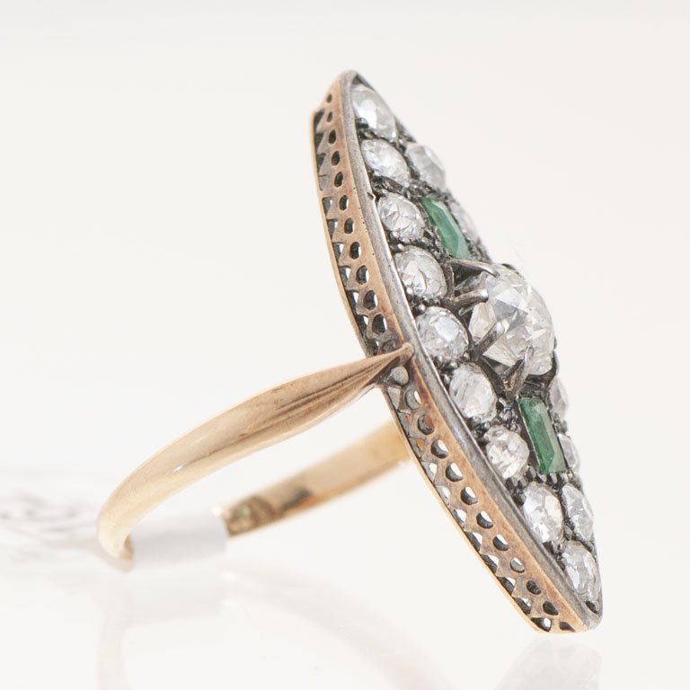 Anillo de Oro con Brillantes y Esmeraldas - imagen 2