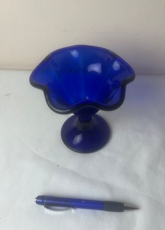 Vaso de cristal azul artesanal - imagen 4