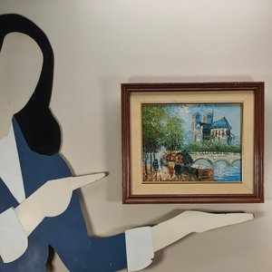 Óleo "Rio Sena, Paris" firmado Burnett con marco de madera - imagen 6