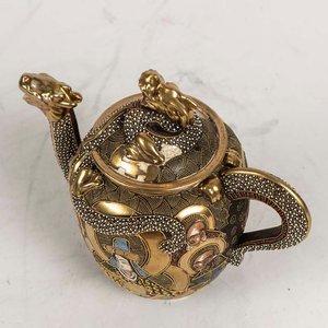 Tetera Antigua de Satsuma con Dragón y Figuras Orientales - imagen 2