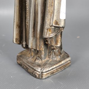 Figura Religiosa de Metal Plateado - Virgen con Cruz y Rosario - imagen 5