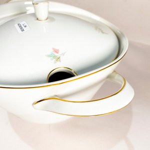 Guisera Bavaria Schumann Arzberg con Tapa, Decoración Hojas y Filo Dorado - imagen 2