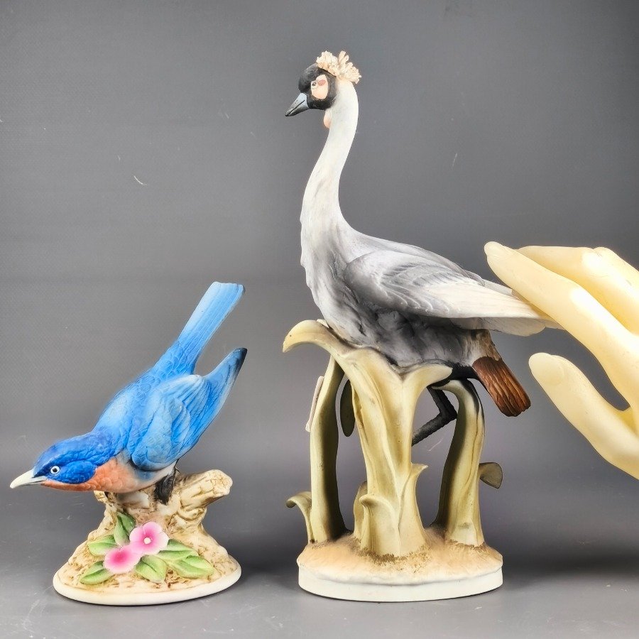 Figuras de pájaros y grullas de porcelana - imagen 3