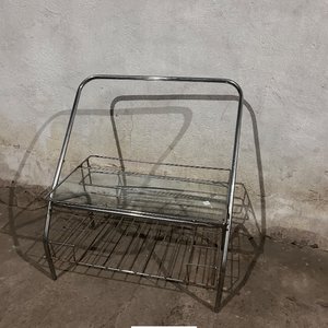 Mesita Auxiliar Cromada Vintage con Estante de Vidrio - imagen 4