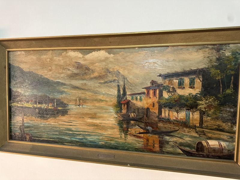 Antiguo óleo italiano de paisaje - imagen 2