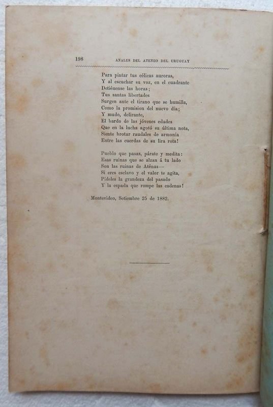 Revista Anales Del Ateneo Del Uruguay, Año II - Tomo III - Octubre, 5 de 1882 - Número 14 - imagen 10