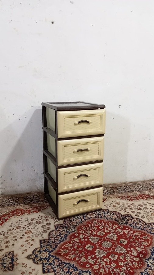 Organizador plástico 4 cajones beige y marrón - imagen 2