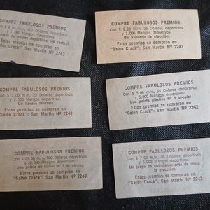 Colección de 6 Billetes "Mangos Deportivos" Salón Crack Años 60 - imagen 2
