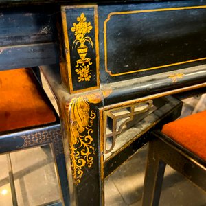 Mesa de Comedor Negra Estilo Oriental con Sillas - imagen 3