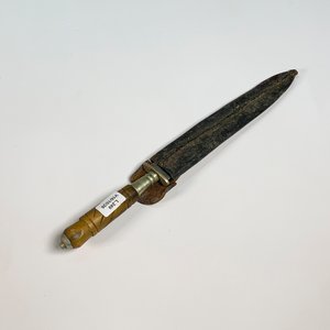 Cuchillo Antiguo con Cabo de Guampa y Vaina de Cuero - imagen 1