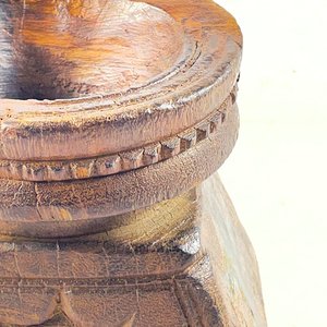 Antiguo Separador de Semillas de Madera Tallada - imagen 3