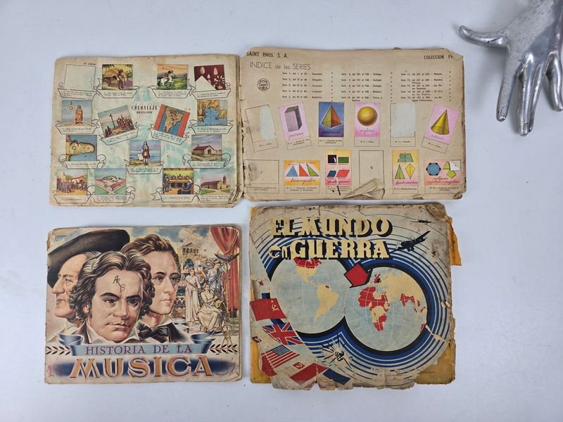 4 Álbumes Antiguos de Figuritas Década 1960 - Música, Mitología, Alemania y Más