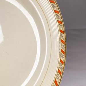 Trece Platos Llanos Loza Inglesa Wood's Ivory Ware Guarda Naranja Flores Diámetro 25cm - imagen 3