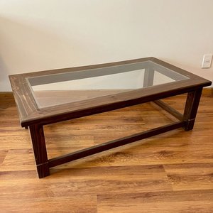 Lote siguiente: Mesa Ratona Rústica Madera Maciza y Vidrio