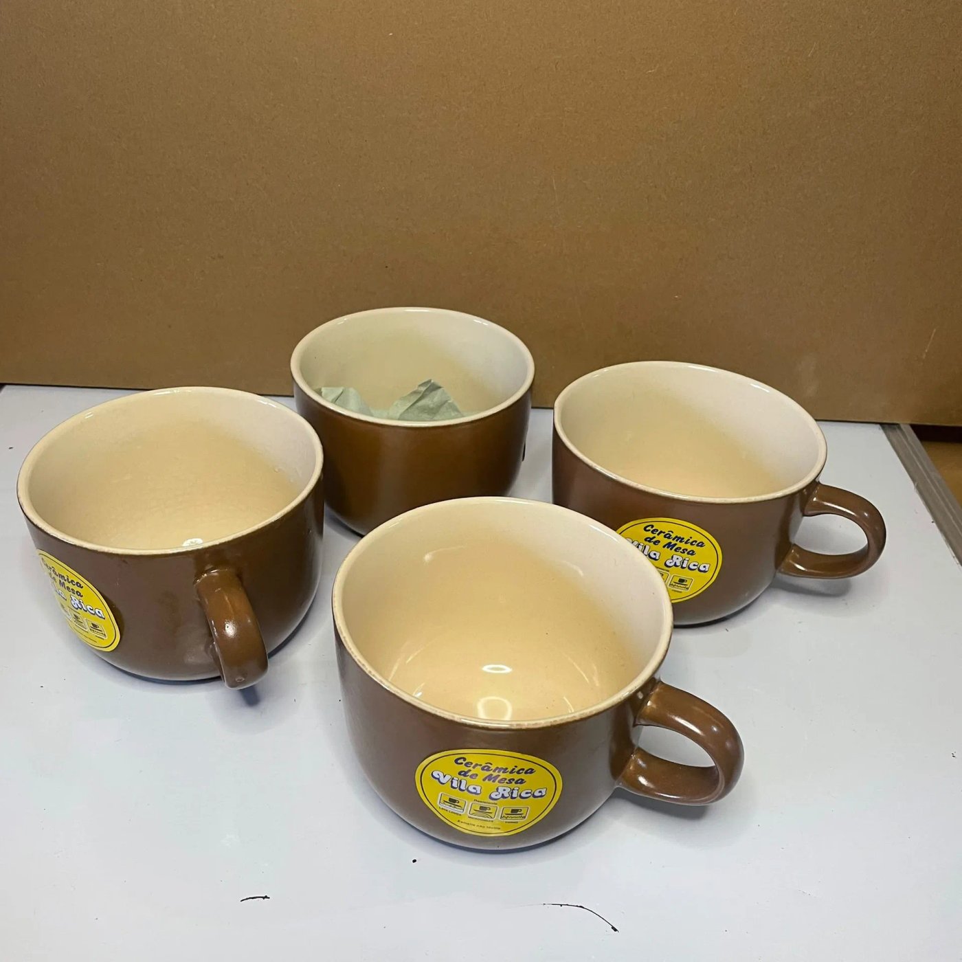 Lote de 4 Tazones de Cerámica Marrón Vila Rica