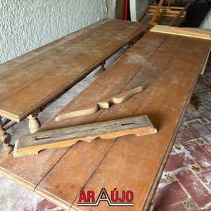 Conjunto de Dos Mesas Rectangulares de Madera para Restaurar - imagen 4