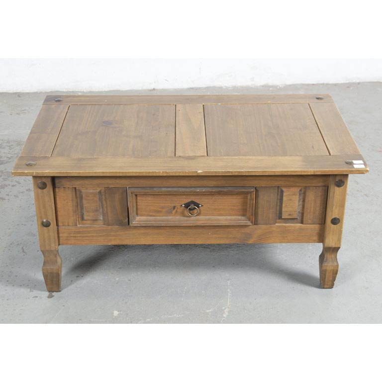 Mesa Ratona Rústica de Madera con Cajón - 100x60x45 cm