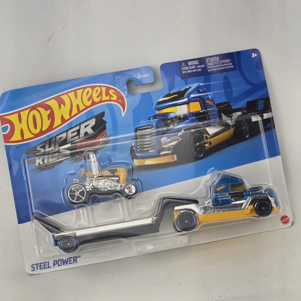 Hot Wheels Super Rigs "Steel Power" Camión y Acoplado