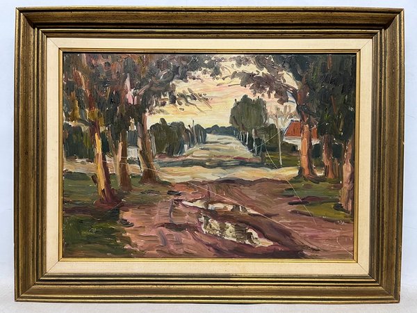 Lote anterior: Pintura al óleo de paisaje con camino por Juan Boris Gurewisht