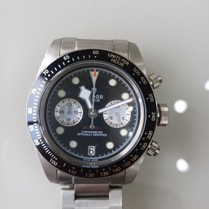 Reloj Tudor Réplica Acero Inoxidable Cronógrafo Esfera Negra Bisel Taquímetro - imagen 2
