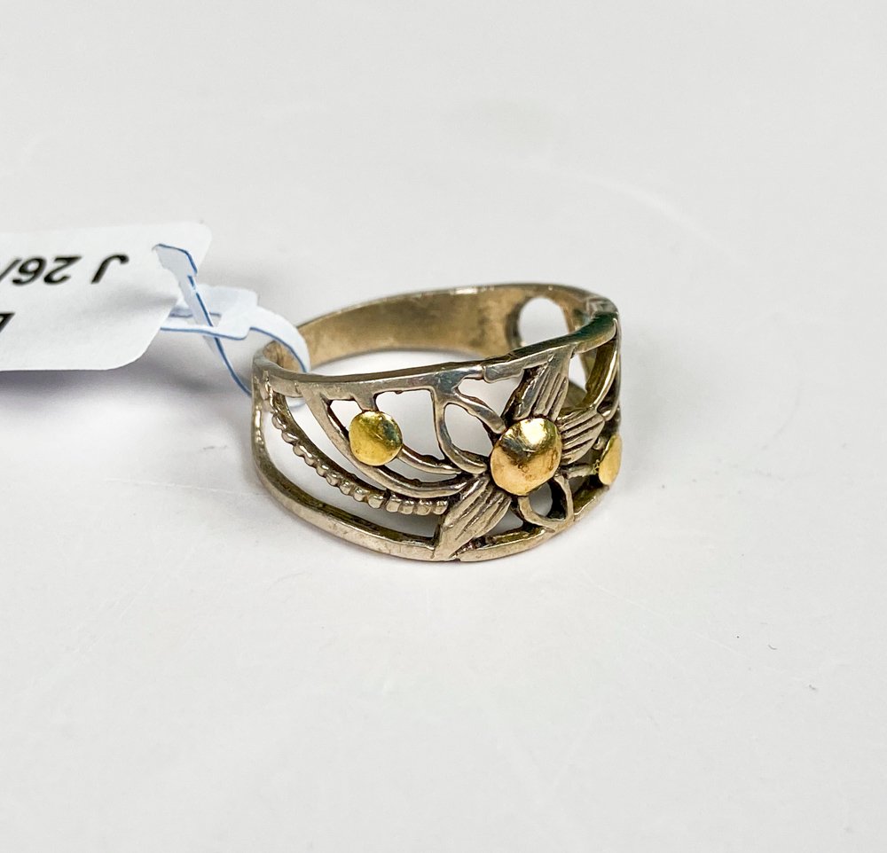 Anillo de plata y oro calado - imagen 2