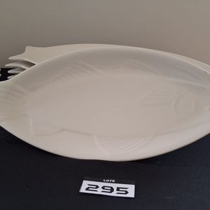 Juego 12 Piezas Cerámica Blanca Forma de Pez: 6 Fuentes y 6 Salseras - imagen 2