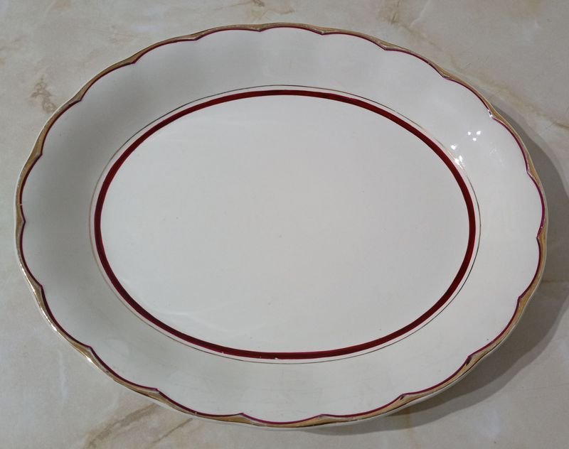 Fuente de Porcelana INGLESA CREAMPETAL GRINDLEY - Guarda morada y dorada - imagen 3