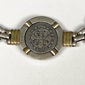 Pulsera Gruesa de Plata con Medallón Central de San Benito, 19 cm - imagen 3