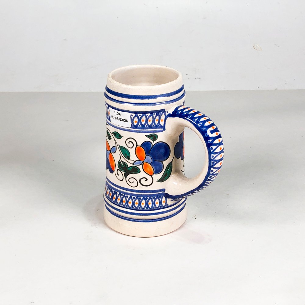 Jarra cerámica azul y blanca para cerveza - imagen 4