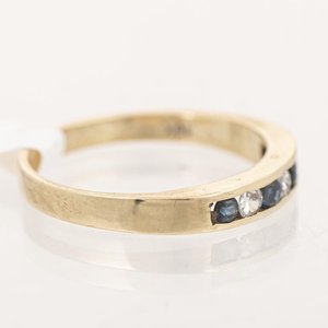 Anillo Medio Sin Fin Oro 18k con Brillantes y Zafiros - imagen 2
