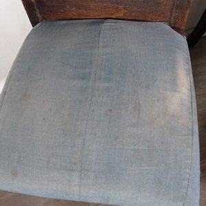 Juego de 5 Sillas de Madera Oscura con Tapizado Azul - imagen 9