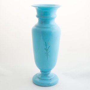 Florero de Opalina Celeste con Decoración de Flores - 36cm - imagen 2
