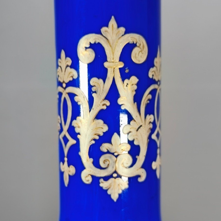 Lámpara de sobremesa completa con fanal en porcelana y bronce - imagen 9
