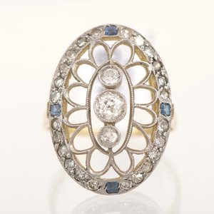 Anillo de Oro 18k y Platino con Brillantes y Zafiros - imagen 1