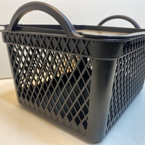 Canasto Organizador Negro Plástico con Tapa Madera 29.5x24x19cm - imagen 5