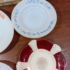 Lote de 12 Platos Vintage de Vidrio y Cerámica con Diseños Florales - imagen 7
