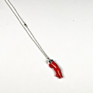 Colgante de Coral Rojo y Plata con Cadena - imagen 2