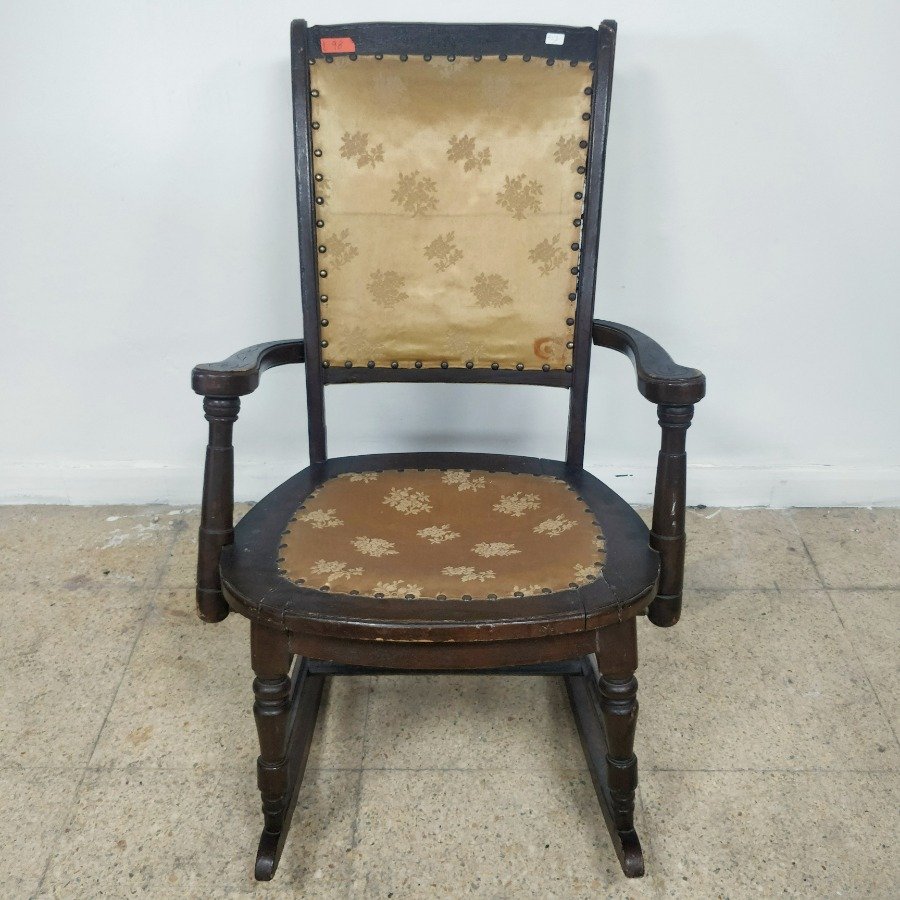 Silla de Roca en Madera Tallada con Asiento y Respaldos Tapizados - imagen 2