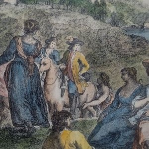 grabado antiguo al aguafuerte y buril que parece ser una estampa del siglo XVIII del artista Fabio Berardi basada en una obra de Santi Pacini - imagen 5