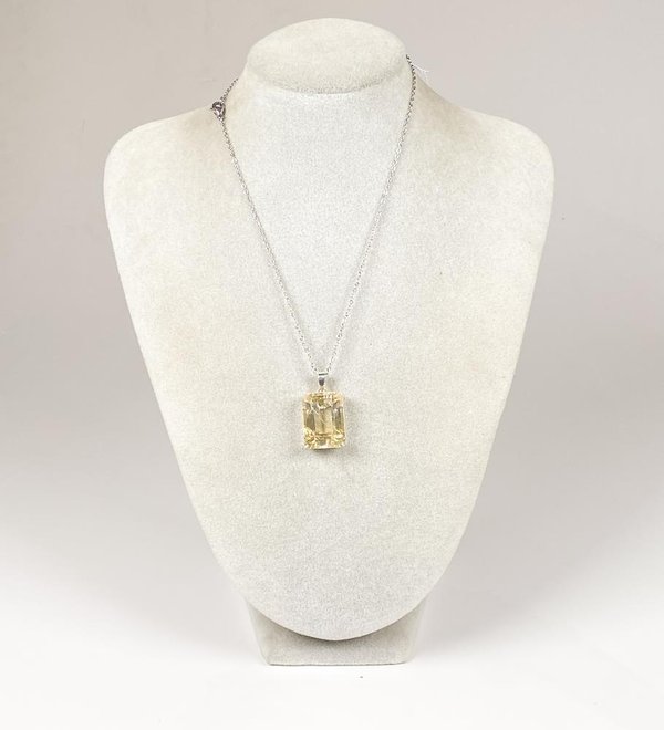 Colgante de Plata con Citrino Rectangular Grande y Cadena - imagen 1