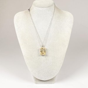 Colgante de Plata con Citrino Rectangular Grande y Cadena - imagen 1