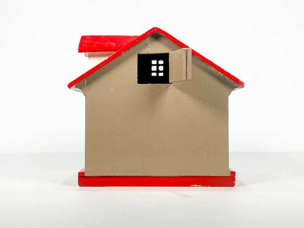 Casa de juguete en fibra, color roja y gris - imagen 3