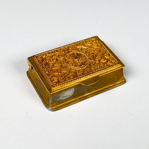 Caja de sellos en bronce labrada y metal ,sellada Herder 6,5 x 4 cm - imagen 2
