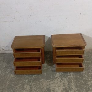 Juego de 2 mesas de noche de madera peteribí con 3 cajones - imagen 6