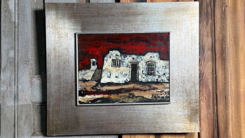 Pintura "Casa Colonial" de Héctor Brum, Acrílico sobre Fibra