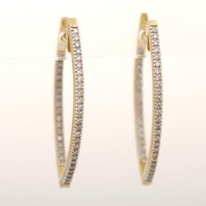 Par de Aros Ovalados de Oro 18k con Brillantes - imagen 1
